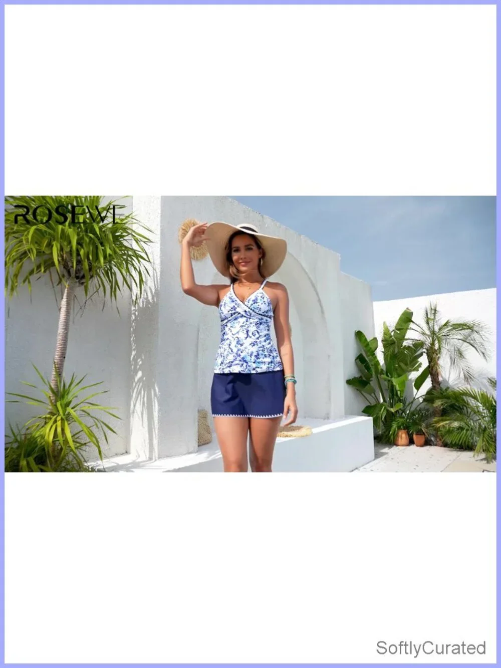 Tankini Swimsuit Two Piece Tummy Control Bathing Suit with Skirt V-Neck
